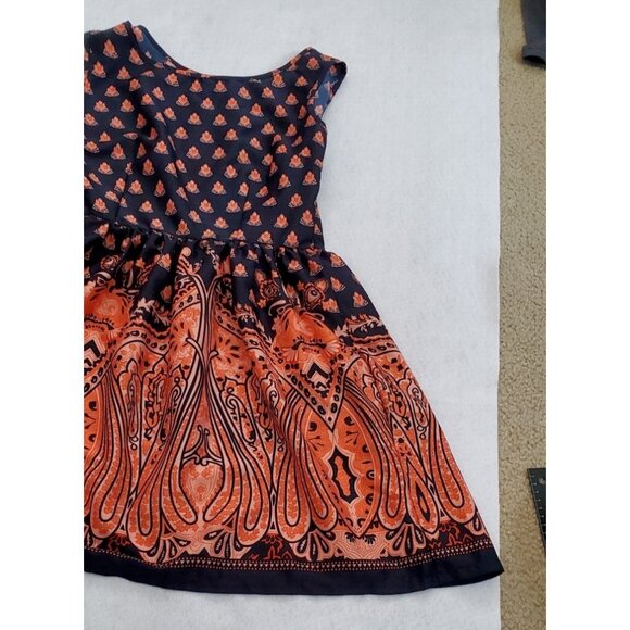Ultra Pink Size M Black and Orange Floral Boho Side Zip Dress - Picture 8 of 14